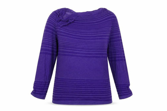 Per Una Womens Purple Round Neck Striped Viscose Pullover Jumper Size 12