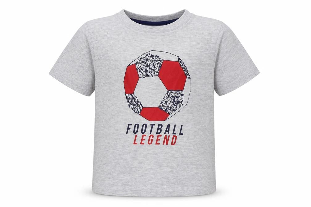 Primark Boys Grey Cotton Basic T-Shirt Size 7-8 Years Round Neck Pullover - Football