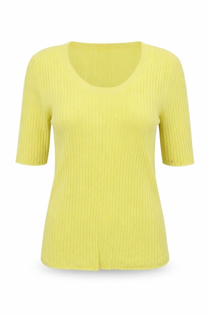 River Island Womens Yellow Scoop Neck Viscose Pullover Jumper Size 10 - Ribbed