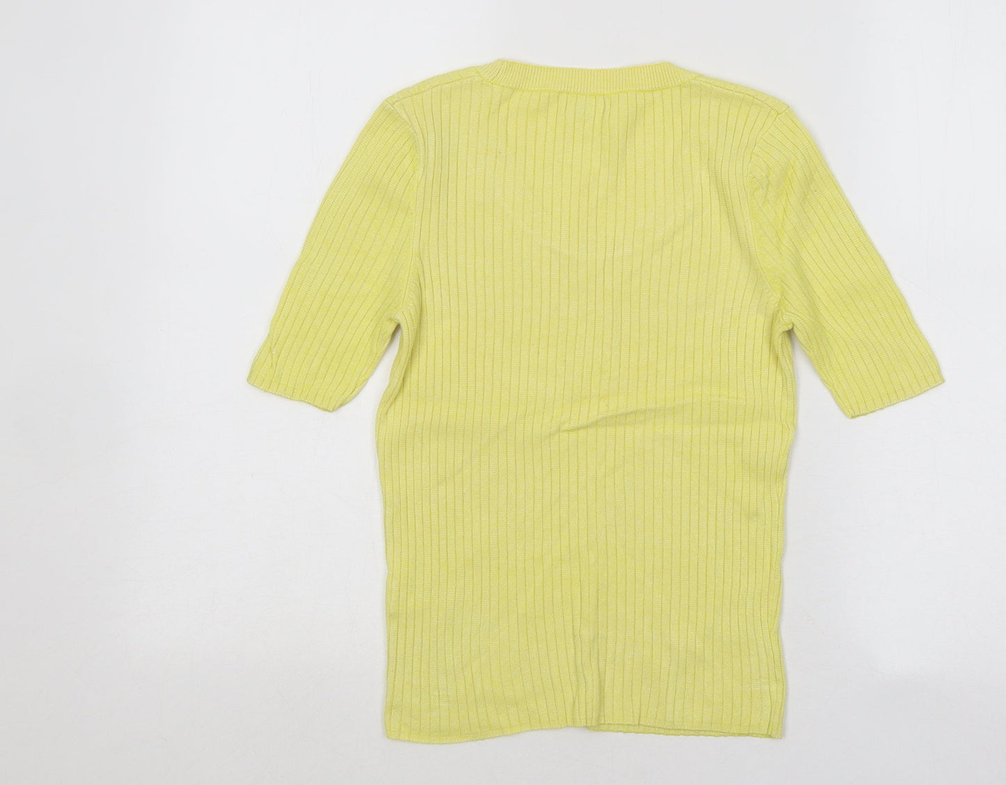 River Island Womens Yellow Scoop Neck Viscose Pullover Jumper Size 10 - Ribbed
