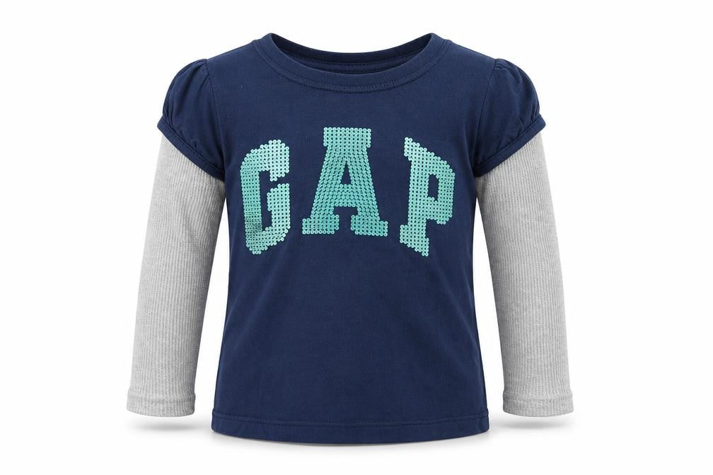 Gap Girls Blue Cotton Basic T-Shirt Size 18-24 Months Round Neck