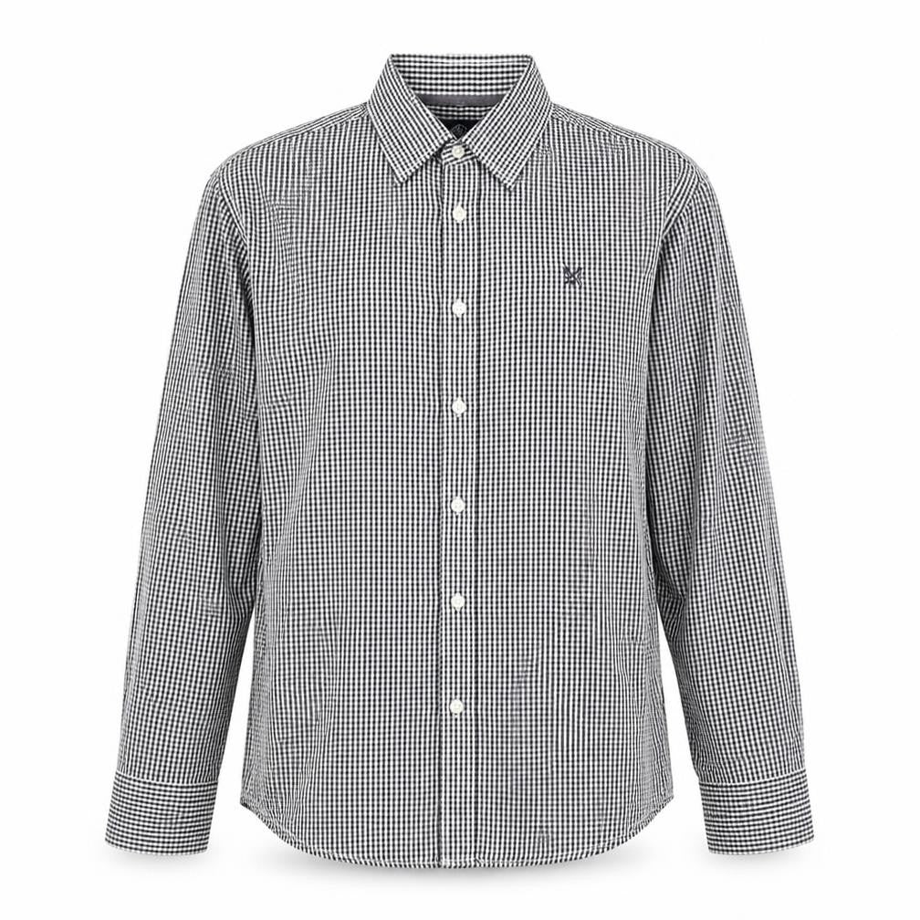 Crew Clothing Mens Black Check Cotton Button-Up Size M Collared Button