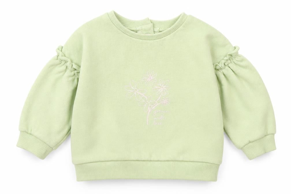 George Girls Green Cotton Pullover Jumper Size 0-3 Months - Flowers Grown With Love