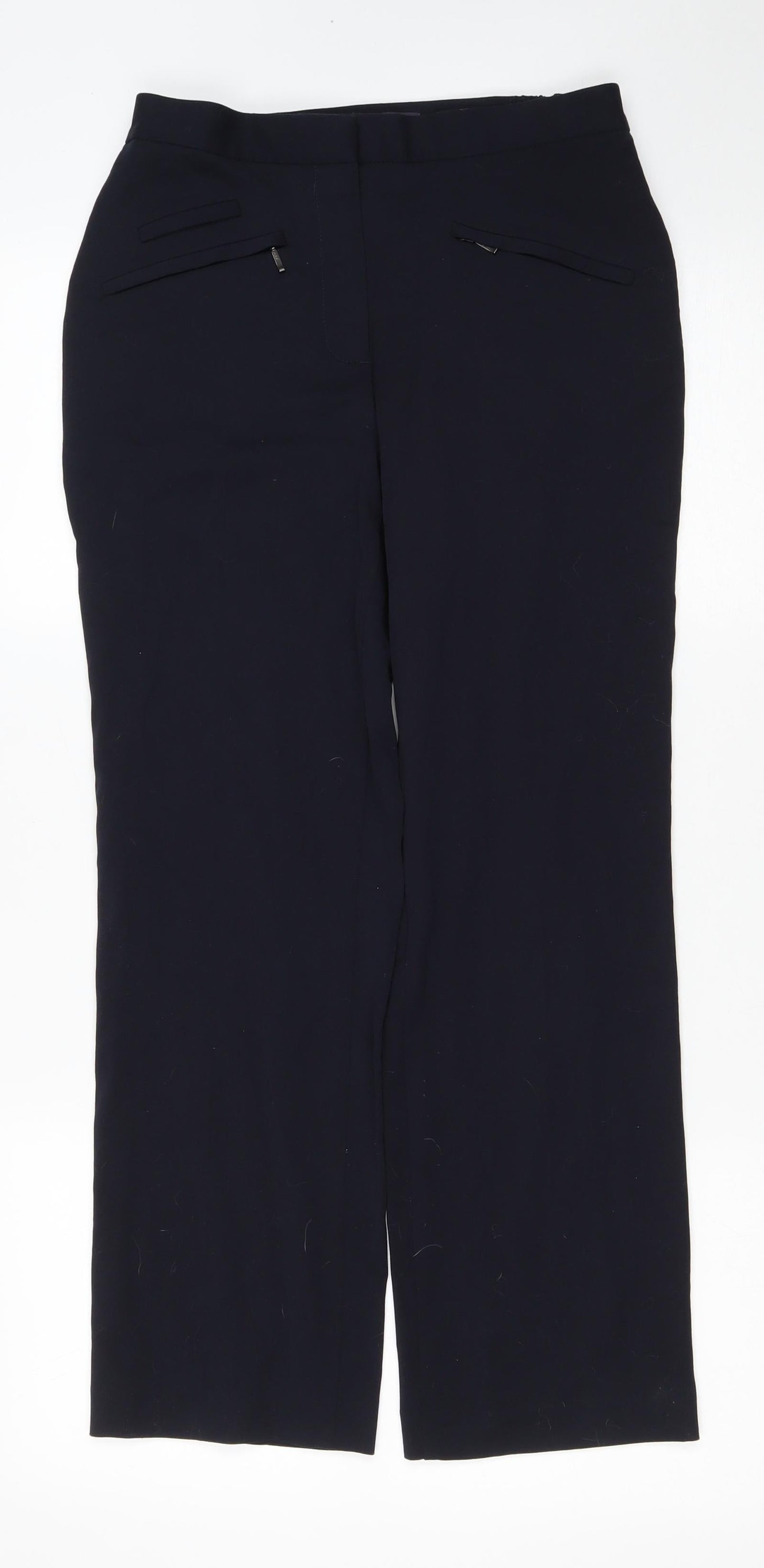Marks and Spencer Womens Blue Viscose Dress Pants Trousers Size 8 L25 in Regular Zip