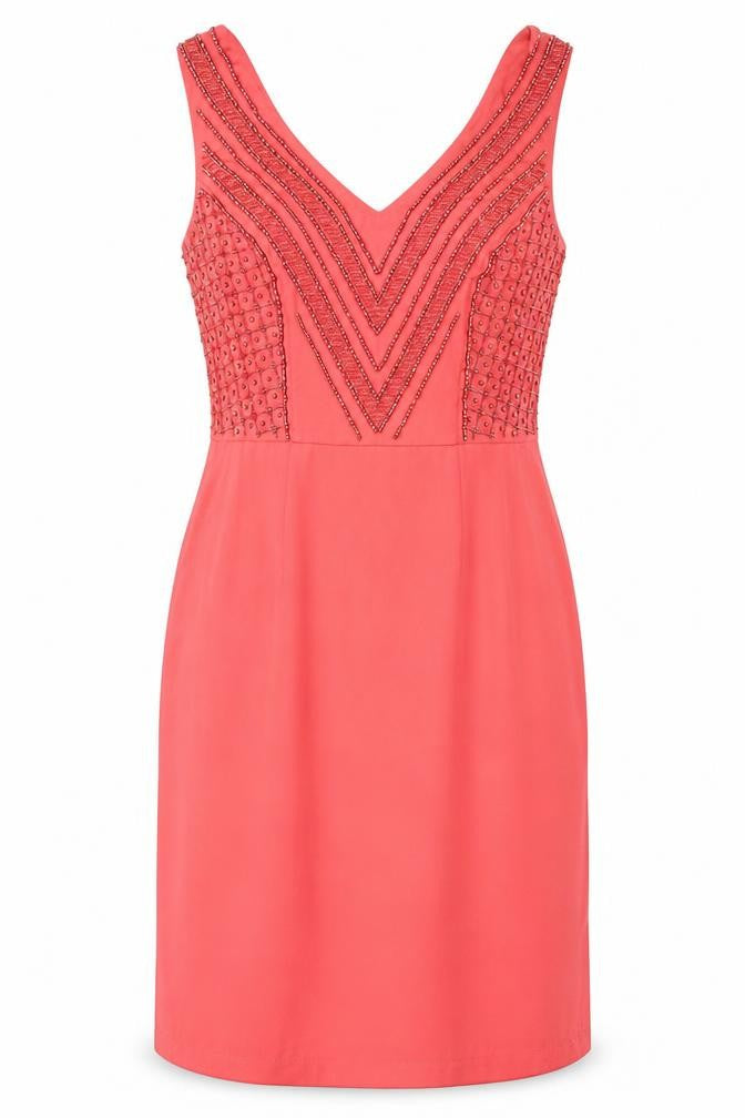 George Womens Pink Polyester Fit & Flare Size 12 V-Neck
