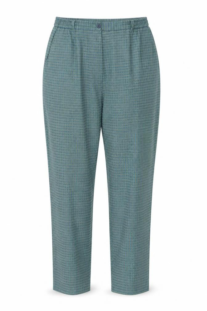 Preworn Womens Green Plaid Polyester Trousers Size 30 in L25 in Regular Zip
