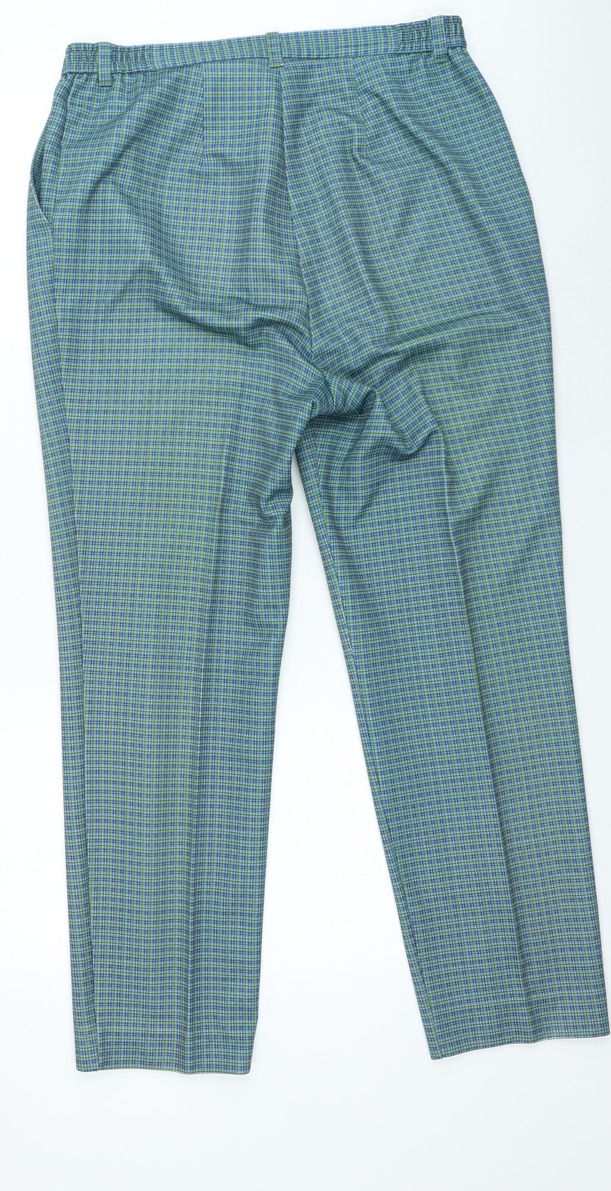 Preworn Womens Green Plaid Polyester Trousers Size 30 in L25 in Regular Zip