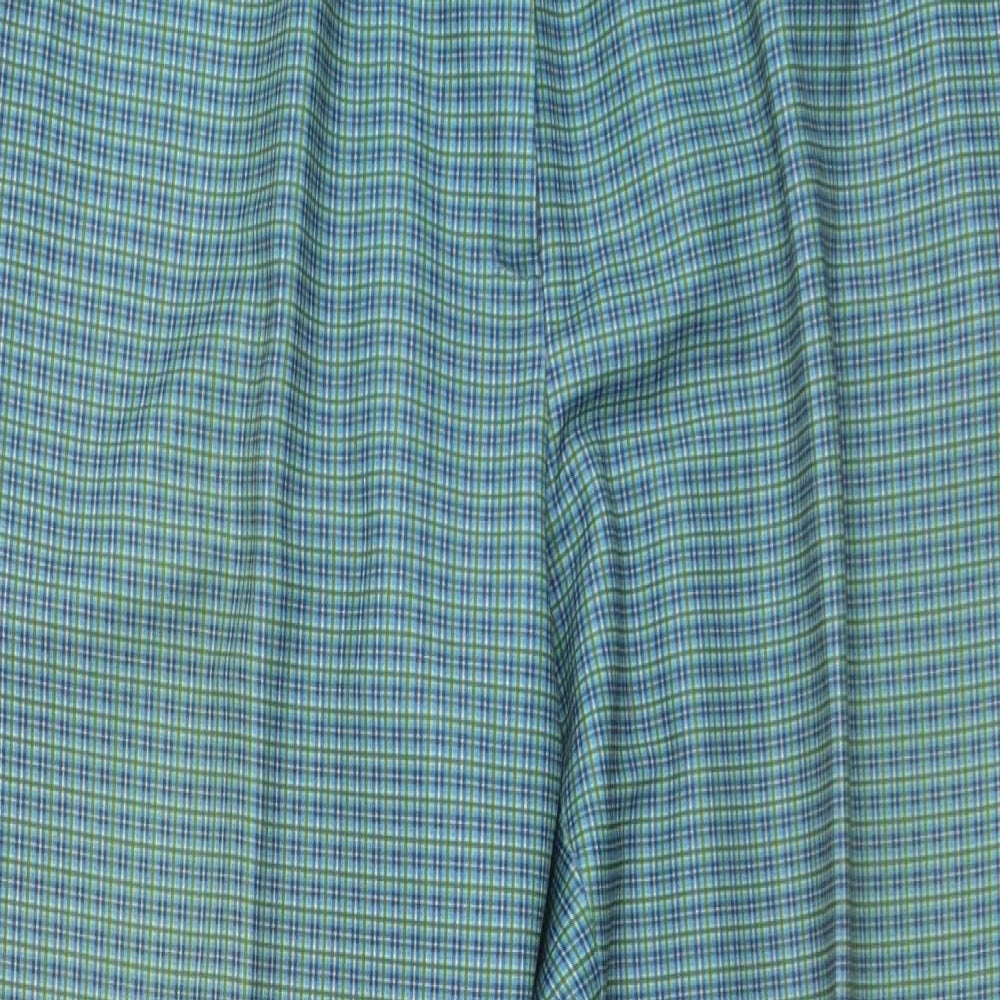 Preworn Womens Green Plaid Polyester Trousers Size 30 in L25 in Regular Zip