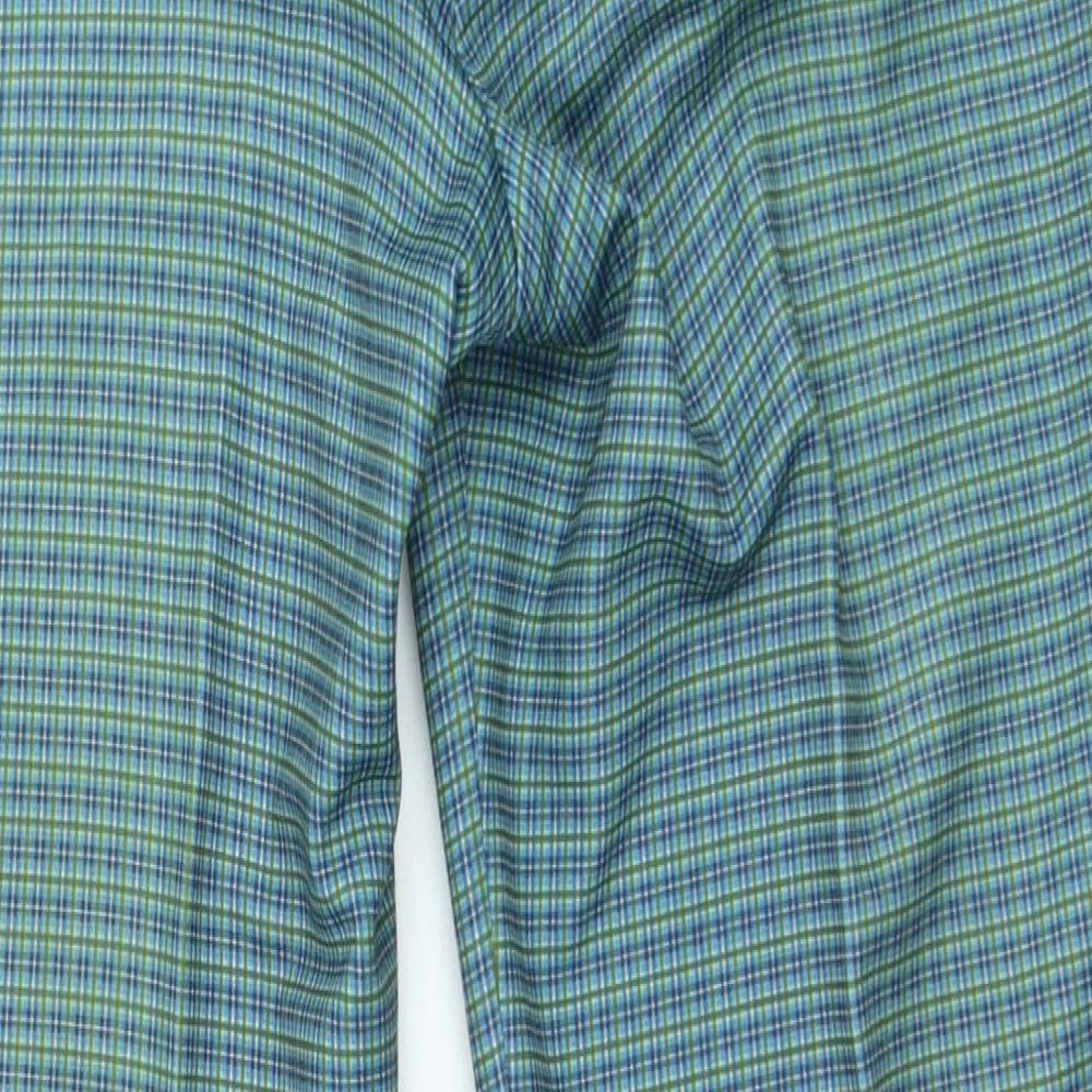 Preworn Womens Green Plaid Polyester Trousers Size 30 in L25 in Regular Zip