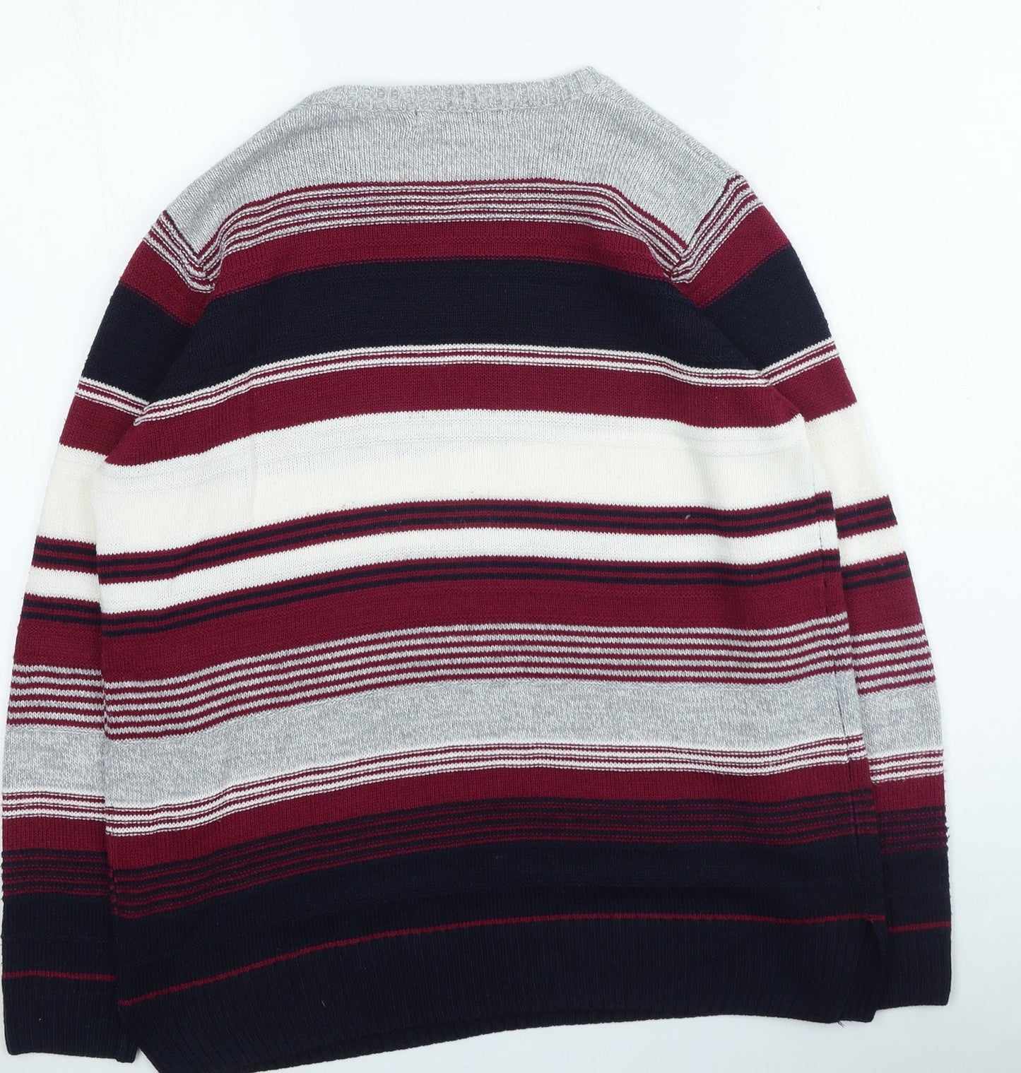 Hle Womens Multicoloured Round Neck Striped Acrylic Pullover Jumper Size 14