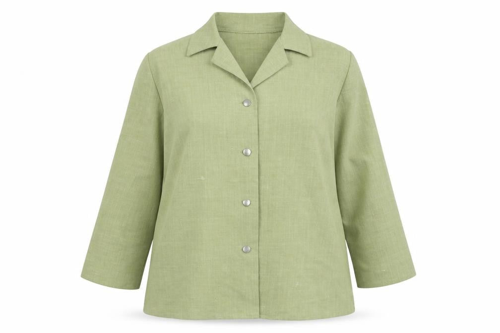 Karelia Womens Green Polyester Basic Button-Up Size 16 Collared