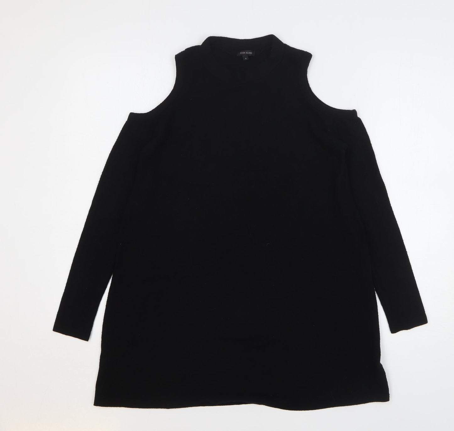 River Island Womens Black Round Neck Viscose Pullover Jumper Size 8