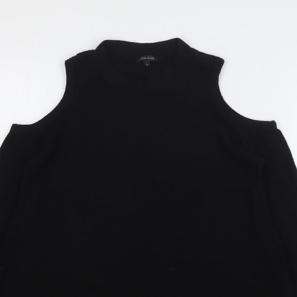 River Island Womens Black Round Neck Viscose Pullover Jumper Size 8