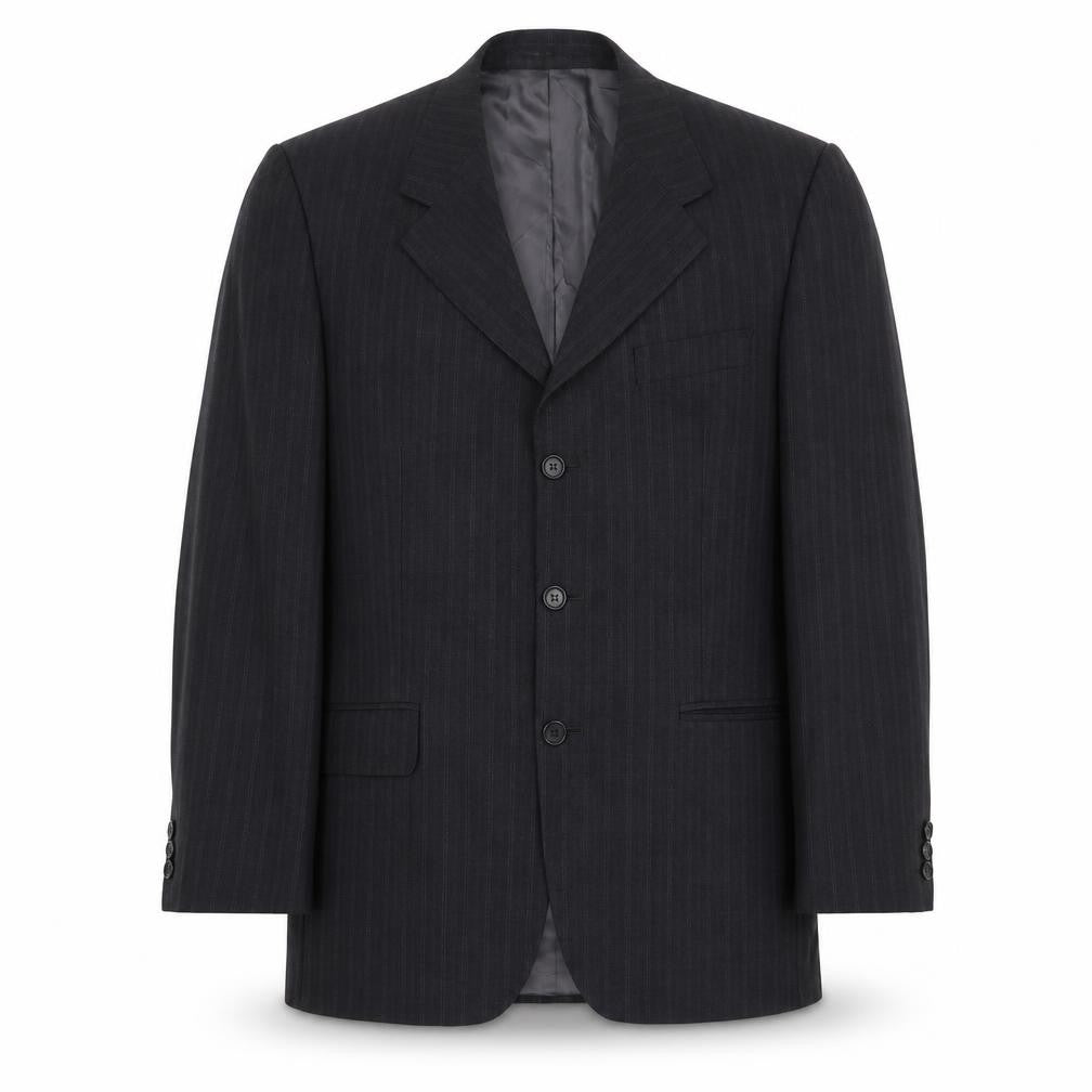 Preworn Mens Grey Striped Wool Jacket Suit Jacket Size 40