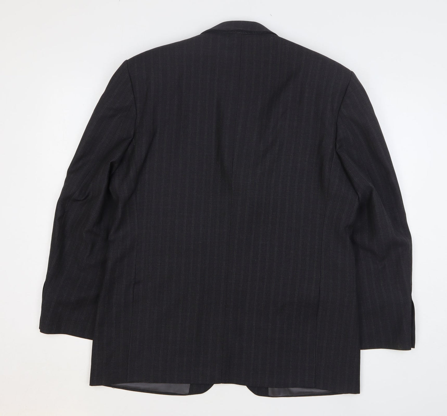 Preworn Mens Grey Striped Wool Jacket Suit Jacket Size 40