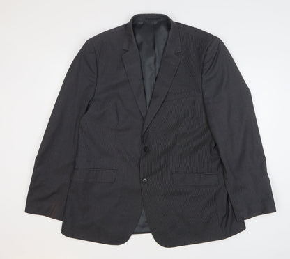 F&F Mens Grey Striped Polyester Jacket Suit Jacket Size 46
