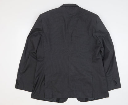 F&F Mens Grey Striped Polyester Jacket Suit Jacket Size 46