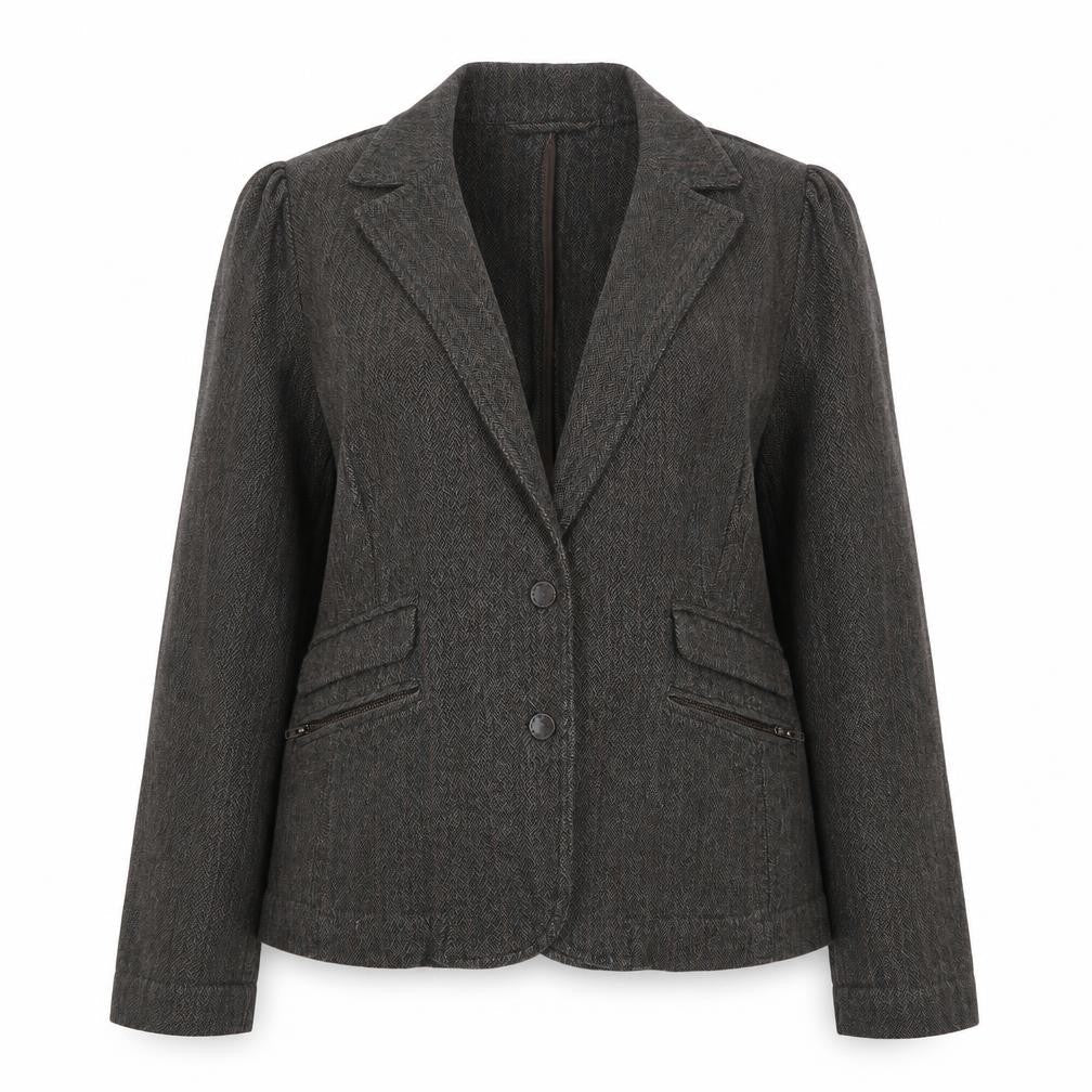 Moto Womens Brown Herringbone Cotton Jacket Blazer Size 12