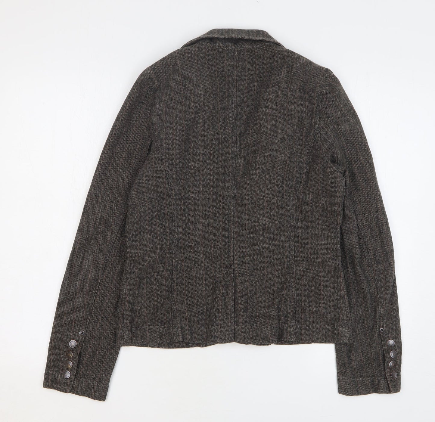 Moto Womens Brown Herringbone Cotton Jacket Blazer Size 12