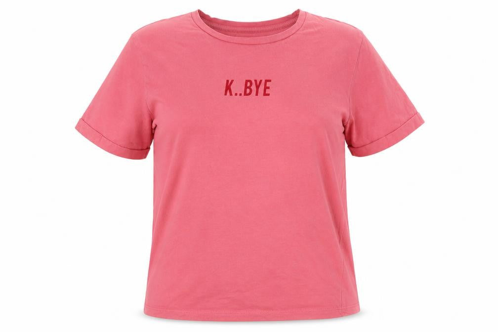 Pull & Bear Womens Pink Cotton Basic T-Shirt Size M Round Neck - K..Bye