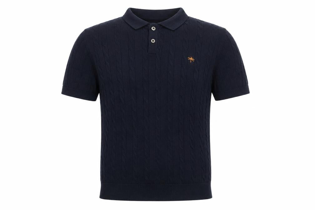 Easy Mens Blue Cotton Polo Size S Collared Button