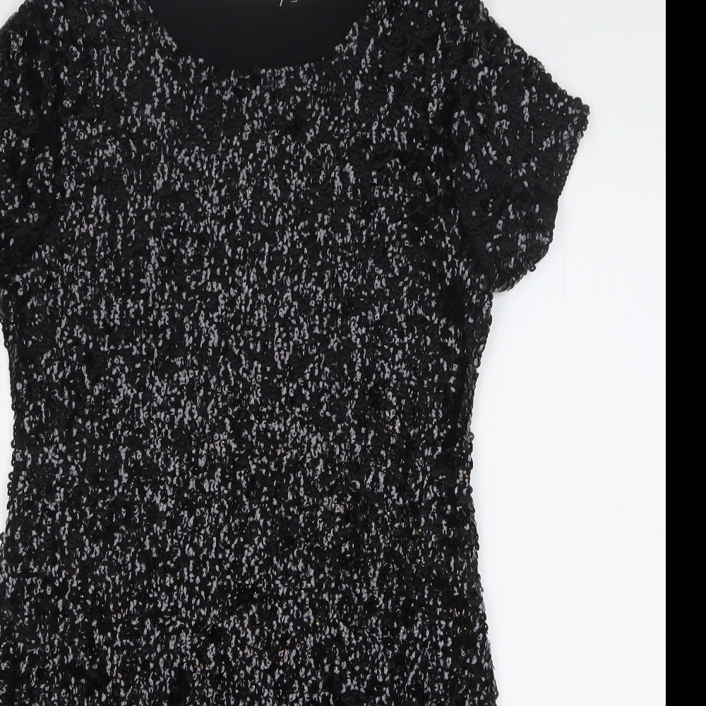 Apricot Womens Black Polyester Shift Size 10 Round Neck Pullover