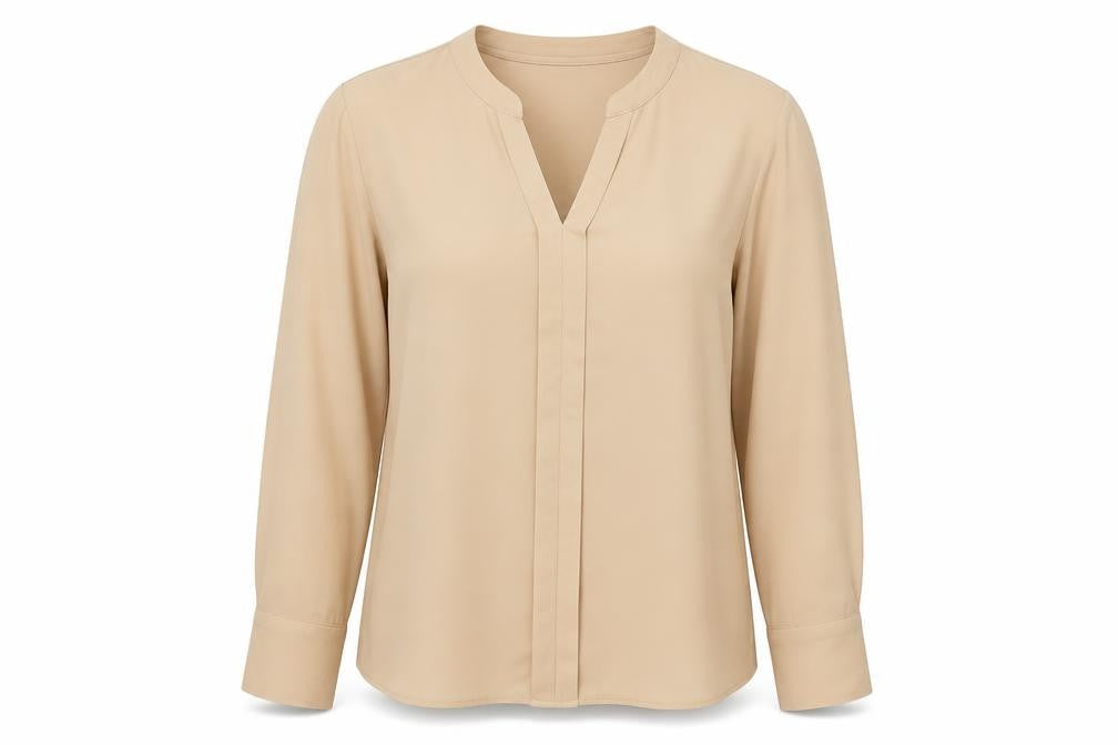 SheIn Womens Beige Polyester Basic Blouse Size 12 V-Neck