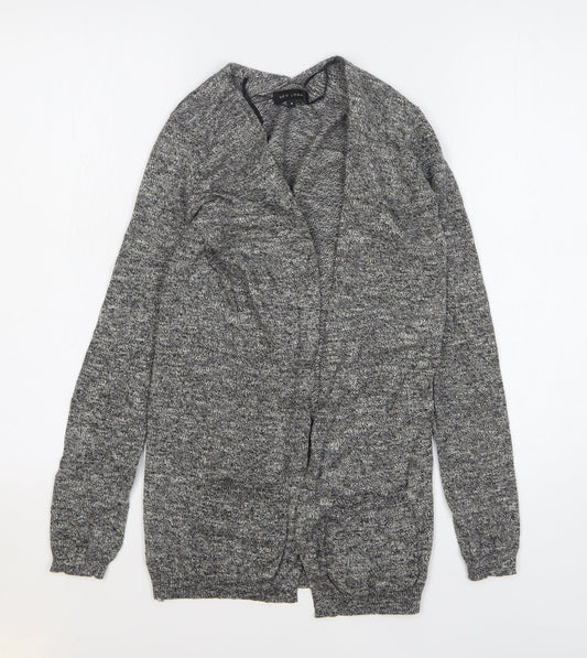 New Look Womens Grey V-Neck Cotton Cardigan Jumper Size 4