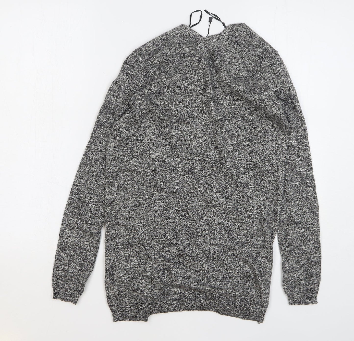 New Look Womens Grey V-Neck Cotton Cardigan Jumper Size 4