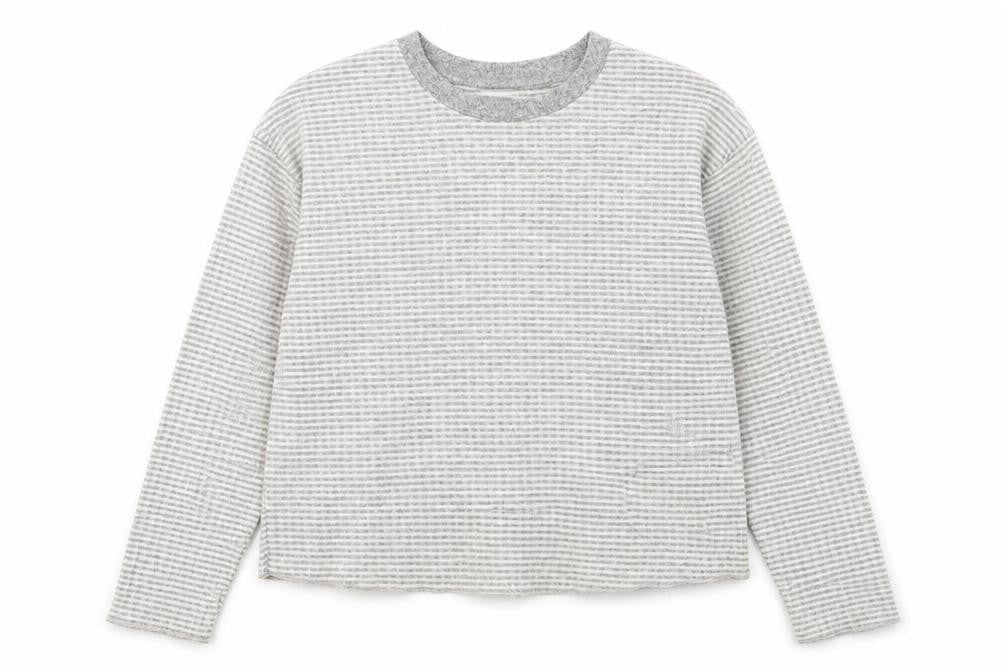 Topshop Womens Grey Check Polyester Basic T-Shirt Size M Round Neck