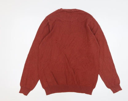 Marks & Spencer Mens Orange Crew Neck Cotton Pullover Jumper Size S
