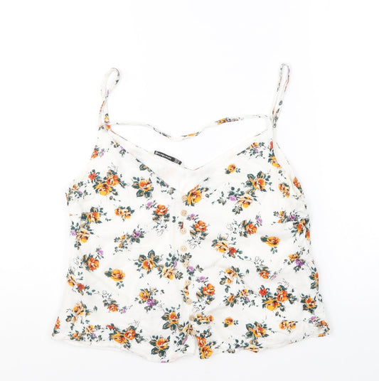 Stradivarius Womens Multicoloured Floral Viscose Camisole Blouse Size S V-Neck