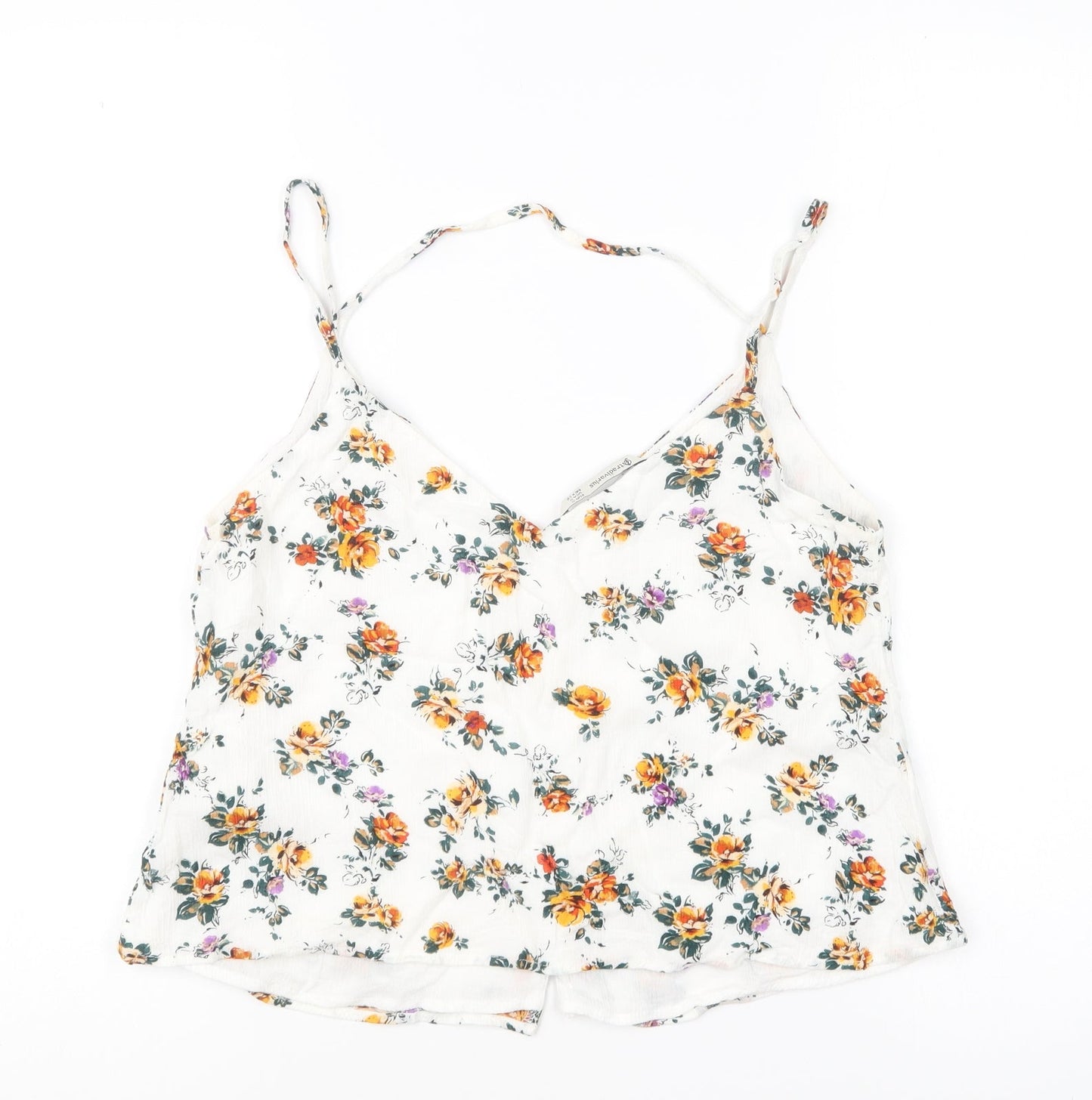 Stradivarius Womens Multicoloured Floral Viscose Camisole Blouse Size S V-Neck