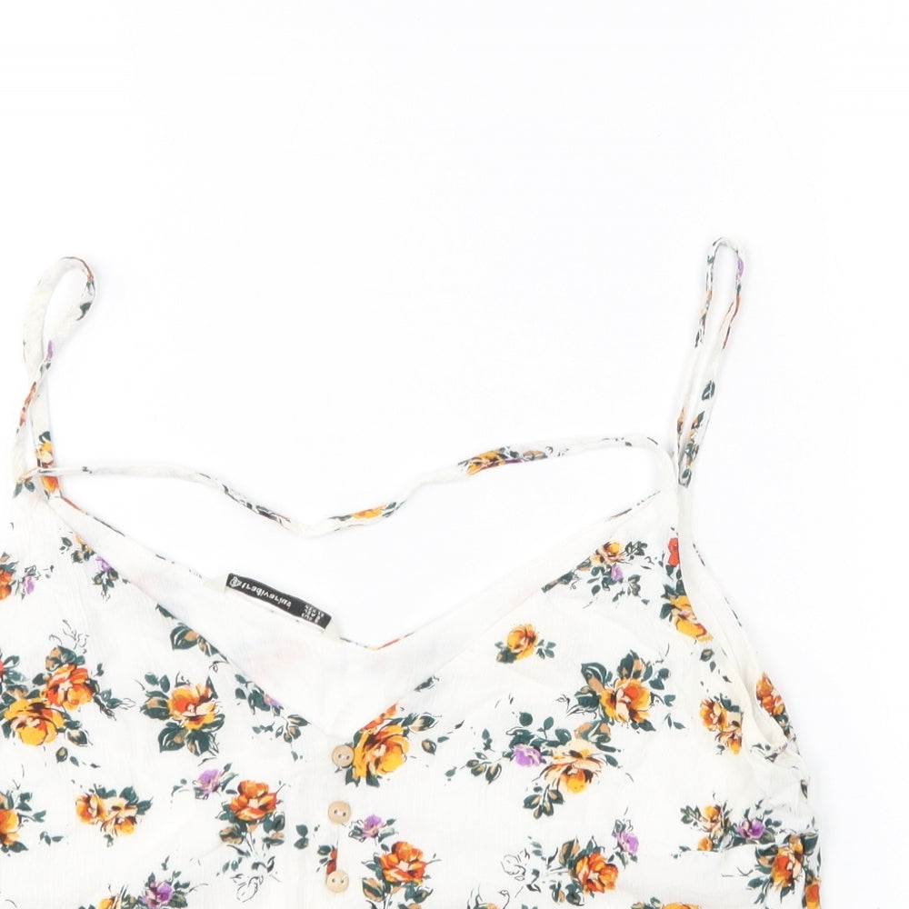 Stradivarius Womens Multicoloured Floral Viscose Camisole Blouse Size S V-Neck