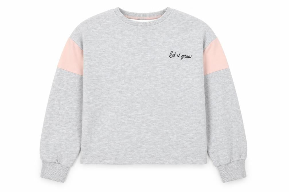 Miss E-vie Girls Grey Polyester Pullover Sweatshirt Size 9-10 Years Pullover - Let It Grow