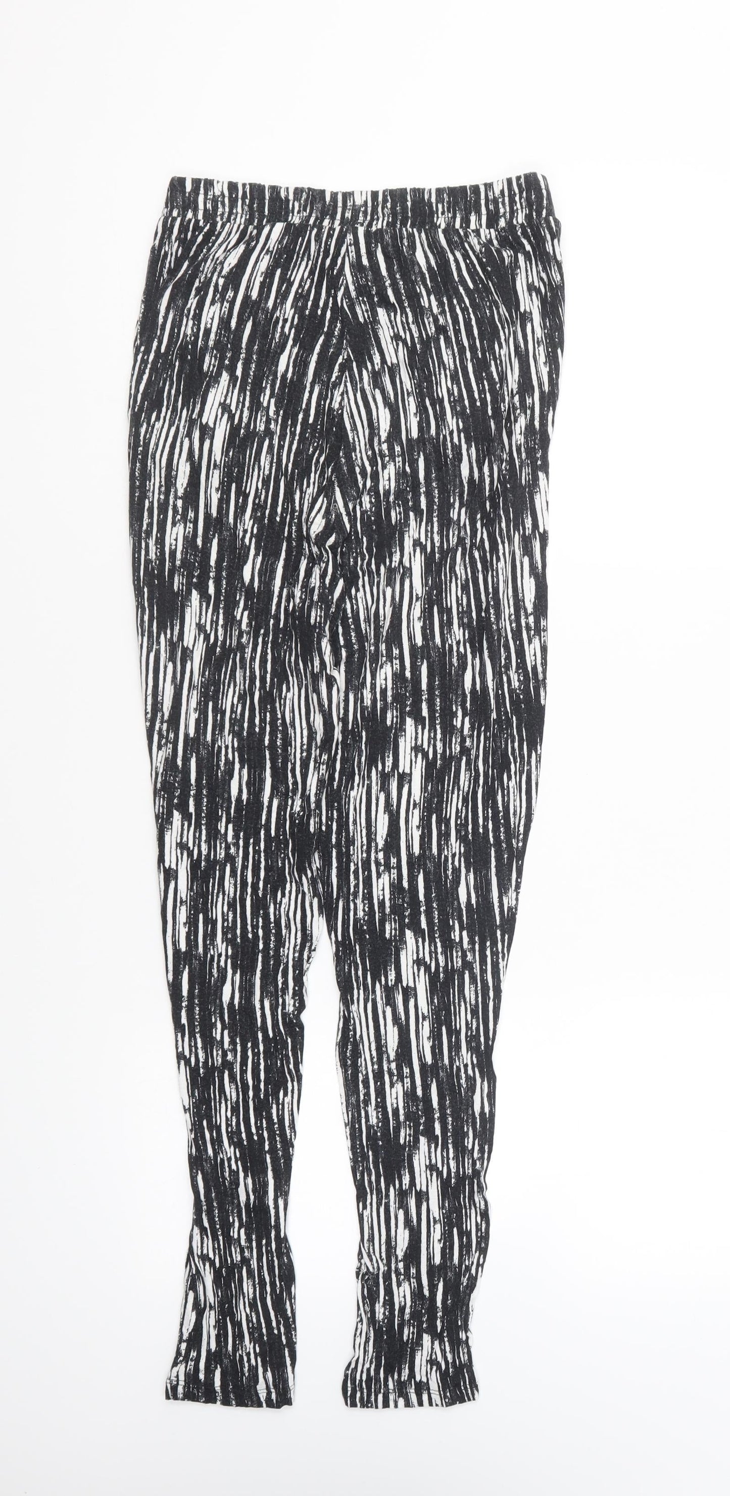 H&M Womens Beige Geometric Viscose Jogger Trousers Size XS L24 in Regular