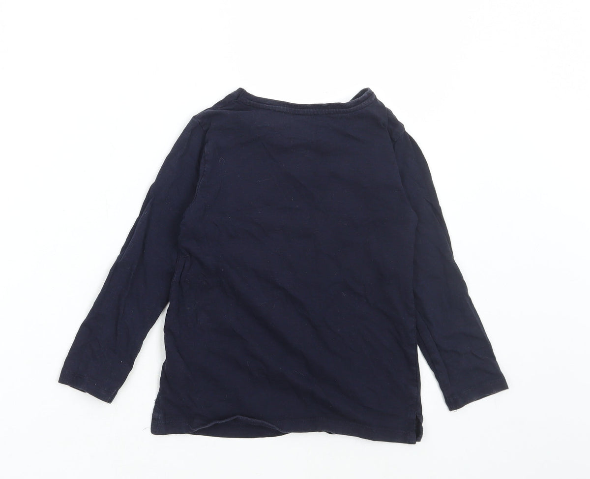Dunnes Stores Girls Blue Floral Cotton Basic T-Shirt Size 8 Years Round Neck Pullover