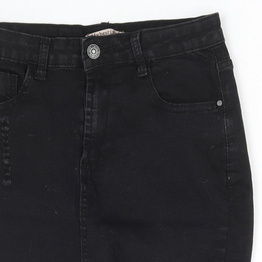 My Bestiny Womens Black Cotton Mini Skirt Size M Zip