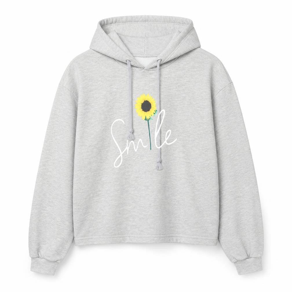 SheIn Womens Grey Floral Cotton Pullover Hoodie Size S Pullover - Smile