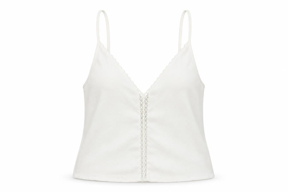 Divided by H&M Womens White Polyester Camisole Tank Size XS Scoop Neck - Lace Detail