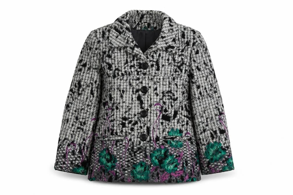 Gerard Womens Multicoloured Geometric Pea Coat Coat Size 12 Button