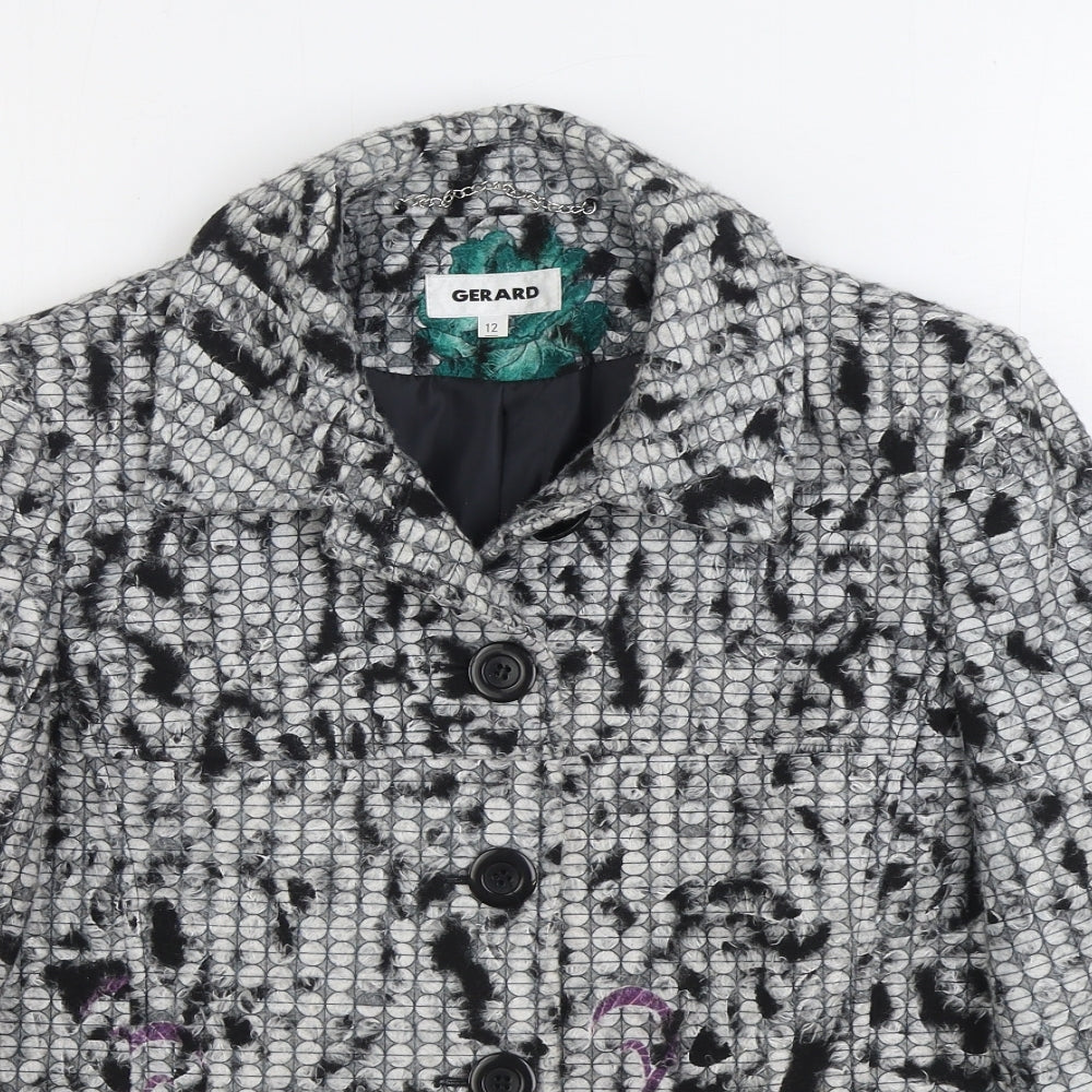Gerard Womens Multicoloured Geometric Pea Coat Coat Size 12 Button