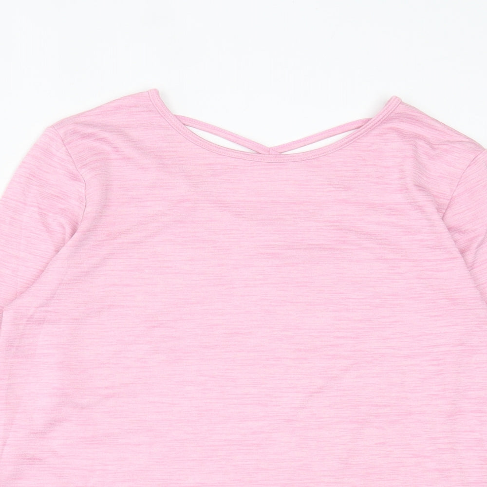 Dunnes Stores Girls Pink Polyester Pullover Casual Size 13 Years Crew Neck Pullover - crossback