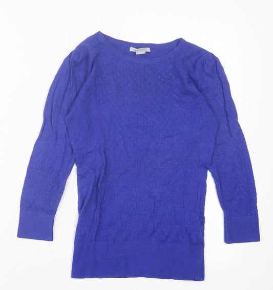 H&M Womens Blue Crew Neck Viscose Pullover Jumper Size XS