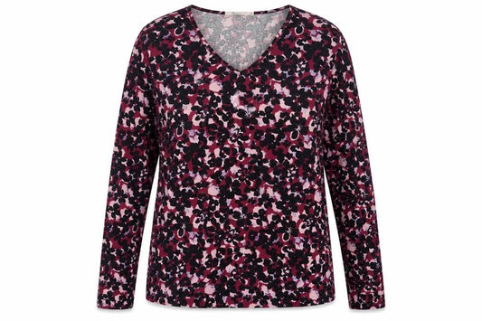 Onfire Womens Purple Floral Polyester Basic T-Shirt Size 12 V-Neck