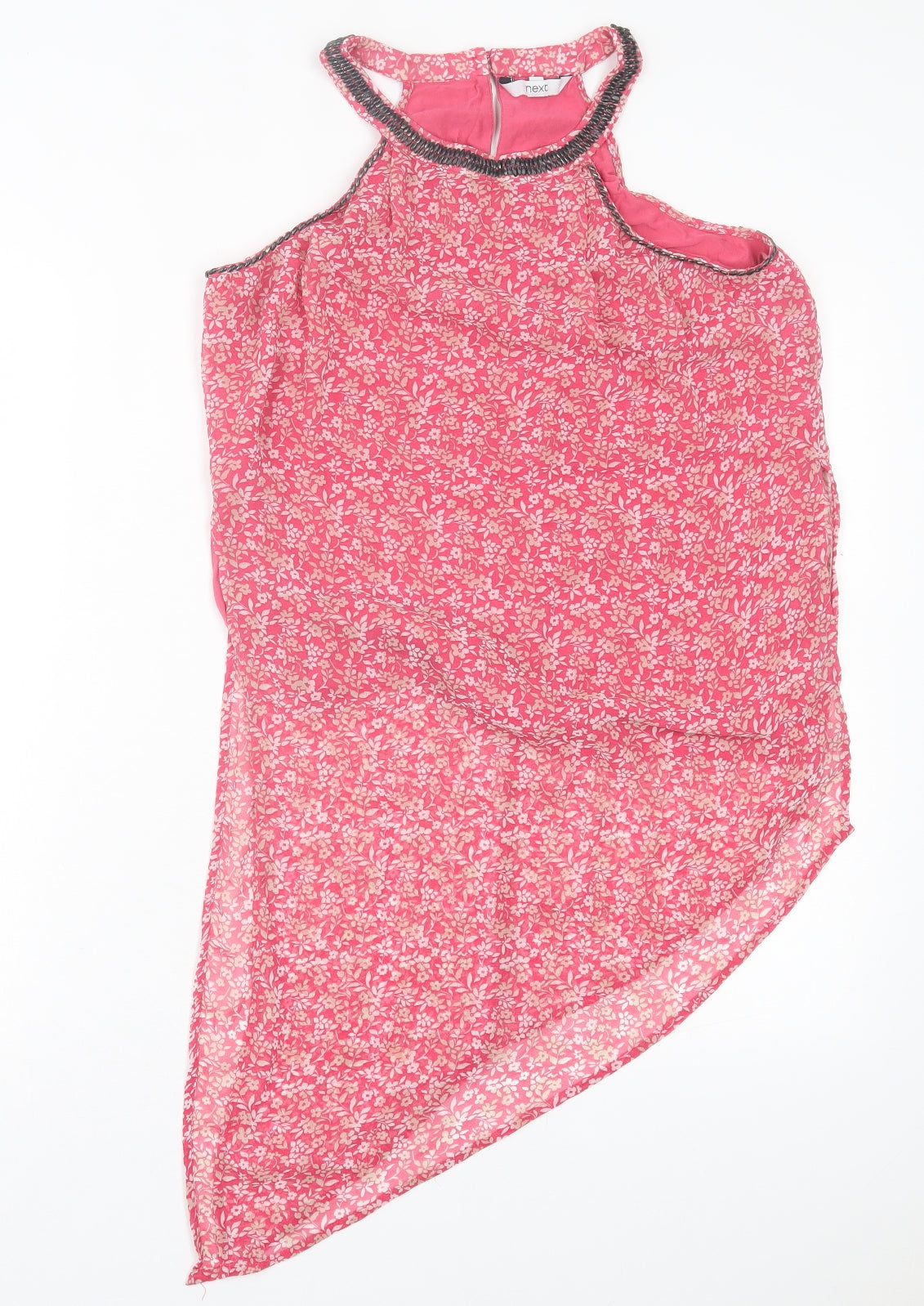 NEXT Womens Pink Floral Polyester Basic Tank Size 10 Halter