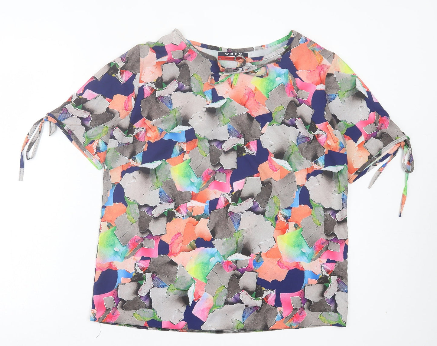 wren Womens Multicoloured Colourblock Polyester Basic T-Shirt Size 10 Crew Neck