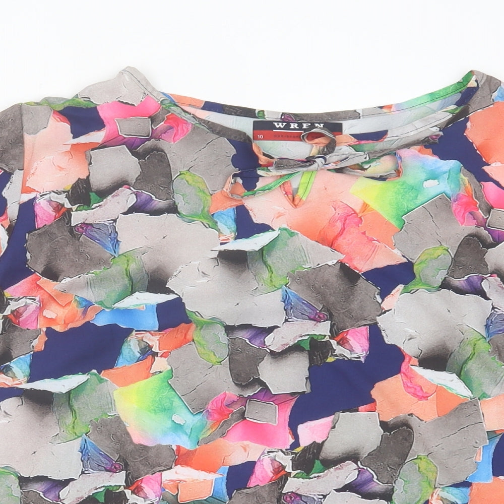 wren Womens Multicoloured Colourblock Polyester Basic T-Shirt Size 10 Crew Neck