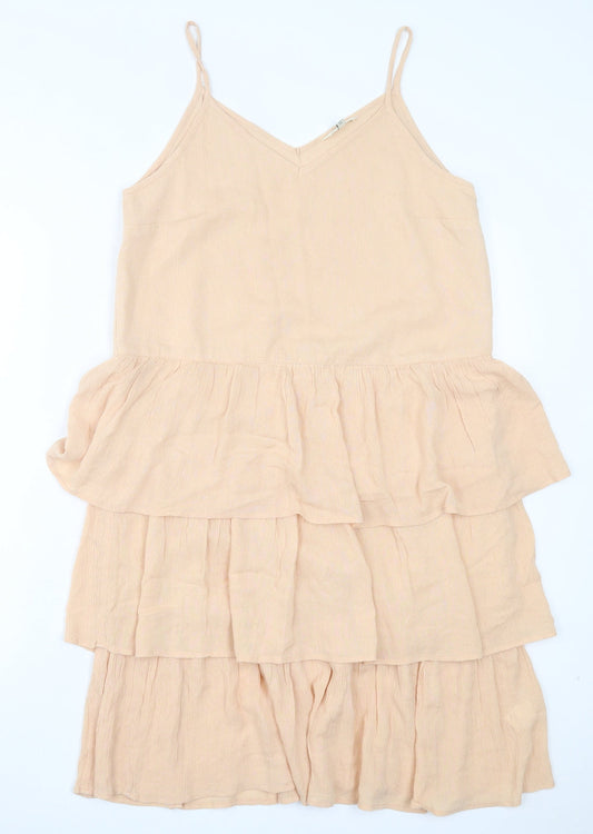 River Island Womens Beige Viscose A-Line Size 8 V-Neck Pullover