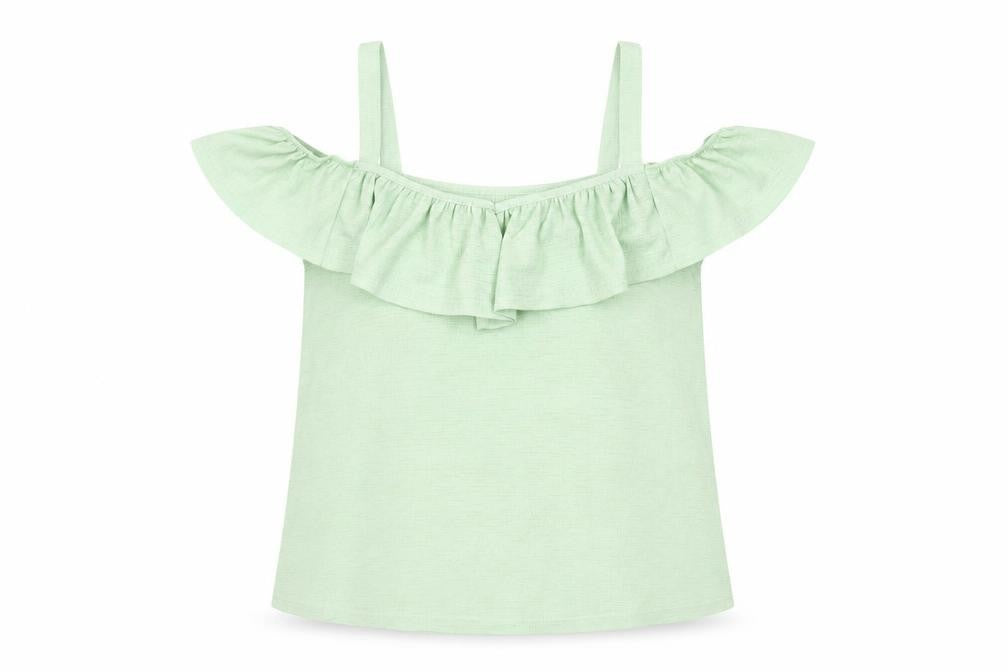 Atmosphere Womens Green Polyester Basic Tank Size 8 V-Neck - Cold Shoulder